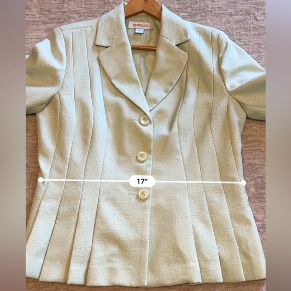 DANILLO Skirt and Jacket Suit Set - Light Metallic Pastel Green - Size 8 - Picture 11 of 15